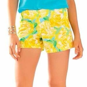 Lilly Pulitzer Deenie Shorts Sunglow Yellow First Impression Roses 4